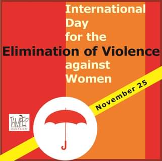 Kuvassa voi olla tekstissä sanotaan International Day for the Elimination of Violence against Women 25 November AMER CAMPAIGN